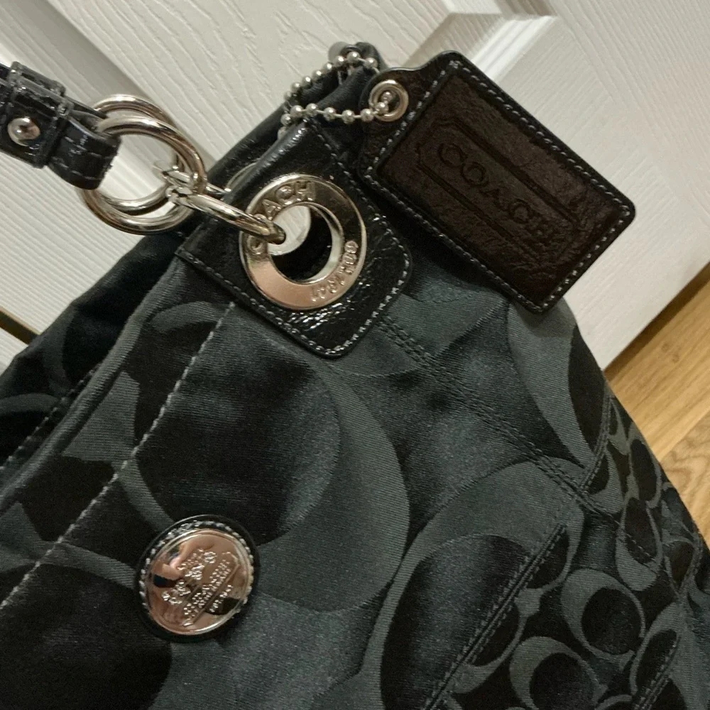 Coach Black Shoulder & Hand Bag with Scarf Detail